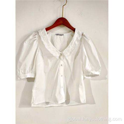 Women's Blouse V-neck Thin Shirt With French Puffed Sleeves Supplier